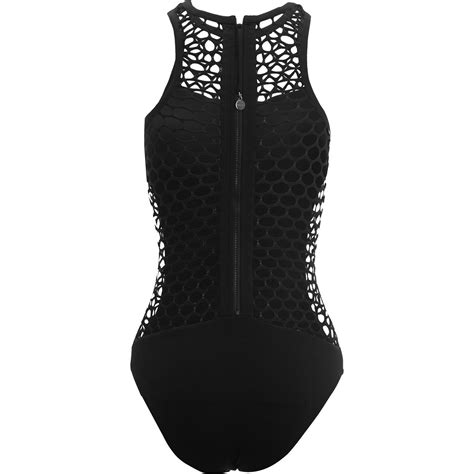 Seafolly Mesh Active High Neck Maillot One Piece Swimsuit Womens