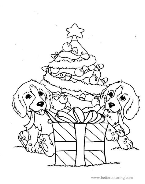 Two Christmas Dogs Coloring Pages Free Printable Coloring Pages