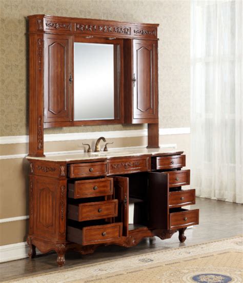 Sturdy and stackable for maximum durability. 60" Antique Deep Chestnut Single Sink Vanity with Imperial ...