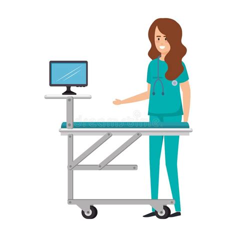 Female Surgeon With Monitor In Stretcher Stock Vector Illustration Of