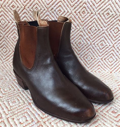Rm Williams Mens Cuban Heel Brown Leather Boots Size Uk 8 G Us 9 Ebay