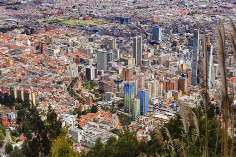 Bogota Colombia View Of Capital City Downtown From Monserrate