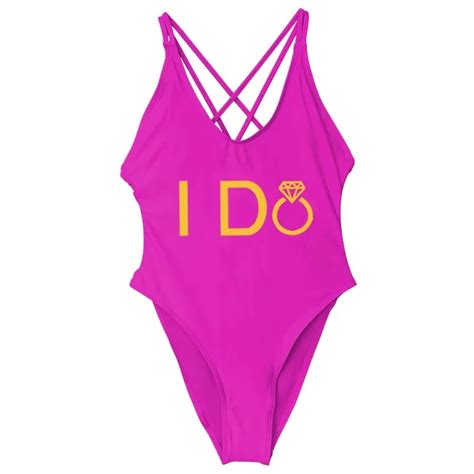 Buy I Do Gold Letter One Piece Swimsuit 2019 Sexy Thong Swimwear Women Bride