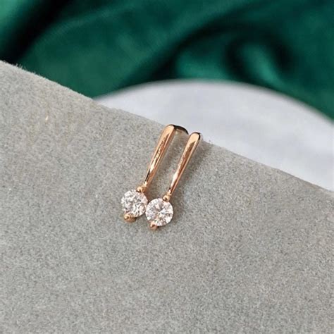 Minimalist K Gold Diamond Moissanite Dangle Drop Earrings Etsy