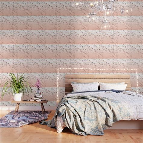 pink blush white ombre gradient rose gold marble pattern wallpaper by girly trend by audrey