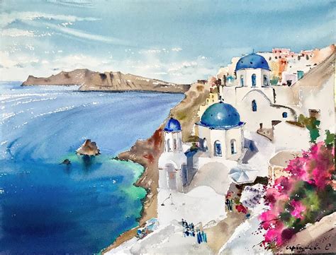Santorini Greece Painting By Eugenia Gorbacheva Pixels