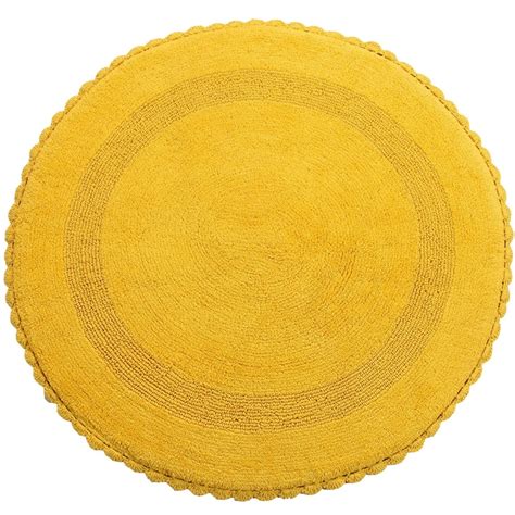 Saffron Fabs 36 Inches Round Cotton Bath Rug Reversible Hand Knitted