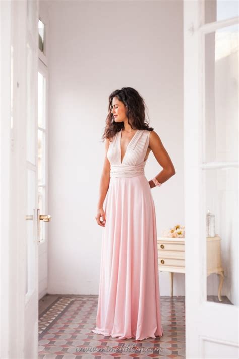 Luxe Satin Ballgown Multiway Infinity Dress In Blush Pink