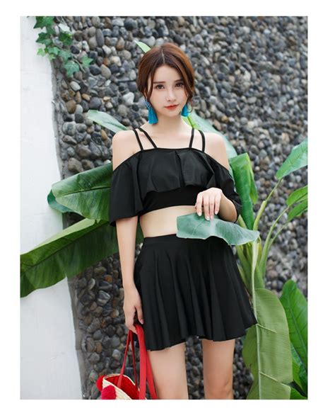 Angel Luna 2019 Sexy Bikini Separated Flouncing Swimwear All Black