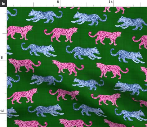 Leopard Parade Custom Pink And Blue On Fabric Spoonflower
