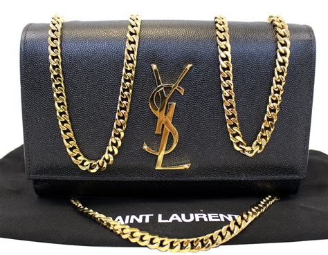 Yves Saint Laurent Kate Black Leather Gold Chain Clutch Crossbody Bag