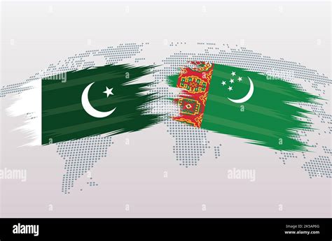 Pakistan VS Turkmenistan Flags Islamic Republic Of Pakistan VS