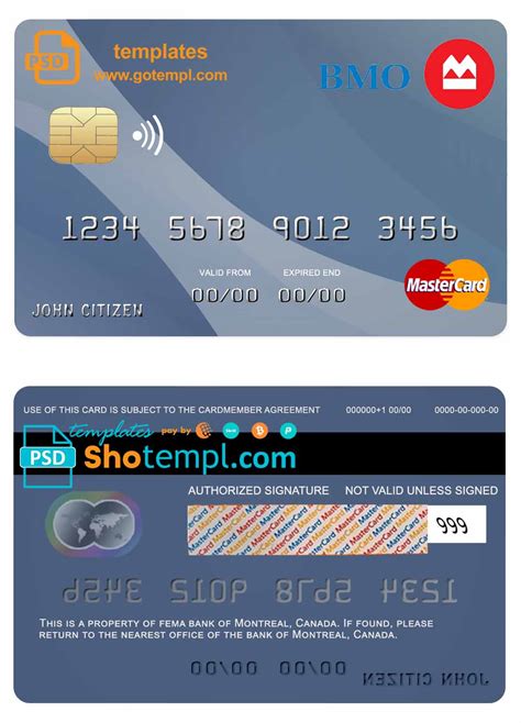 Canada Montreal Bank Mastercard Template In Psd Format Fully Editable