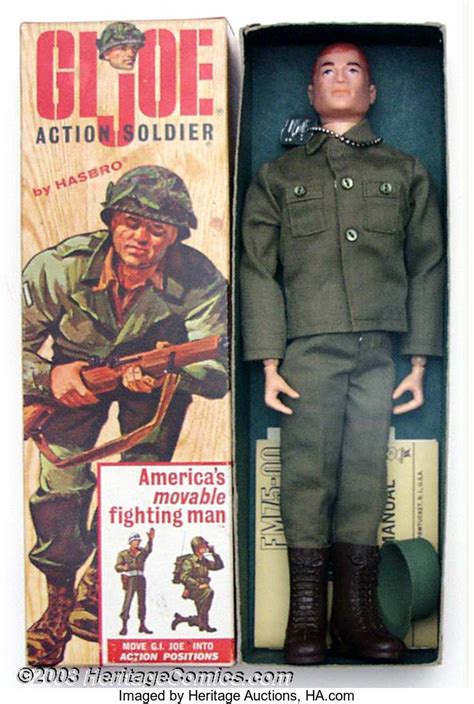 Gi Joe Action Soldier With Fold Top Box 1960s Early Hard Head