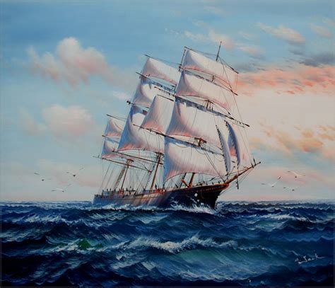 Sailing Ship 10 Quality Hand Painted Oil Painting 20x24in Ebay
