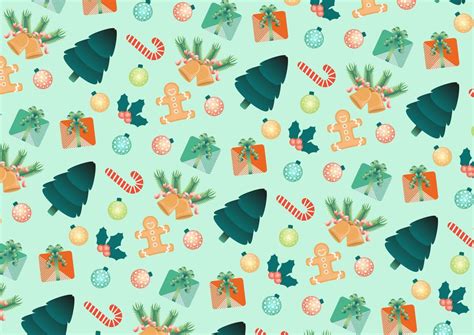 Seamless Pattern Of Christmas Decorations Vector Illustration For