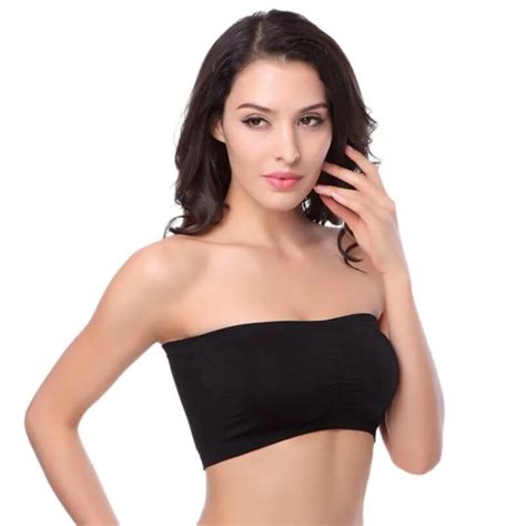 Wire Free Tube Tops Black Women Plus Size S 3xl Strapless Removable