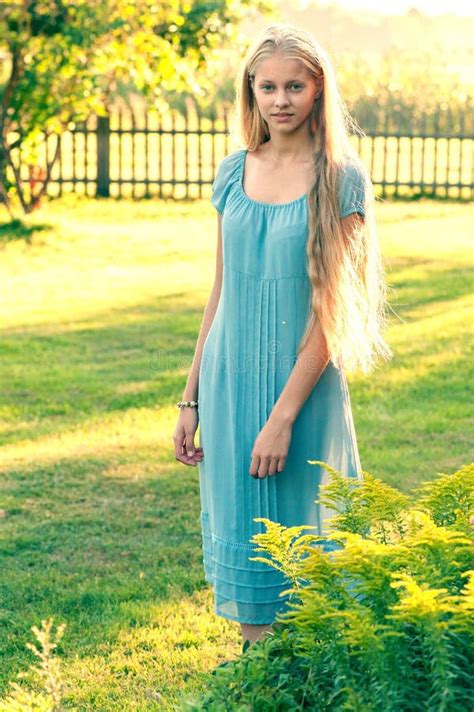 Beautiful Young Girl With Long Blond Hair Stock Photo Image Of Field