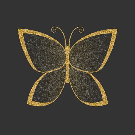 Decorative Gold Butterfly. An Elegant Silhouette. Item For Logo. Stock