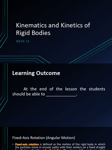 Lesson 11 Kinematics And Kinetics Of Rigid Bodies Pdf Rotation