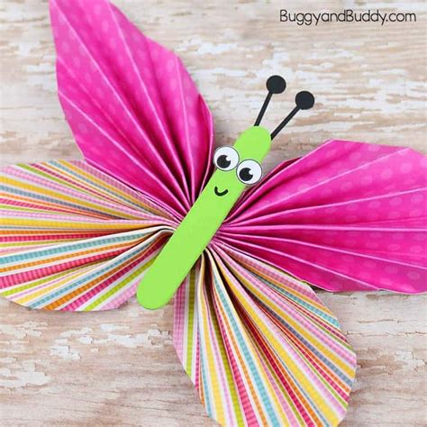Folded Paper Butterfly Craft for Kids - Buggy and Buddy