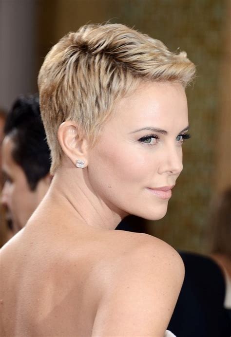 Best Short Haircut For Summer Charlize Theron Pixie Cut With Mini