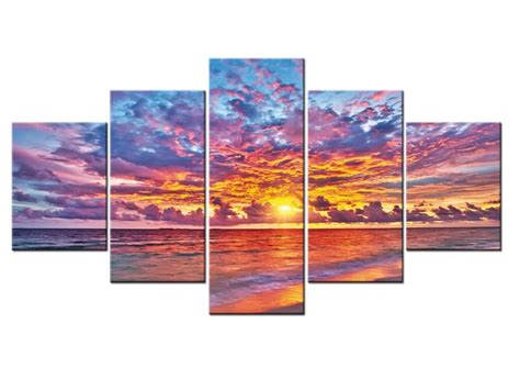 5 Panel Sunset Sea Modern Home Wall Decor Canvas Picture Art Hd Print