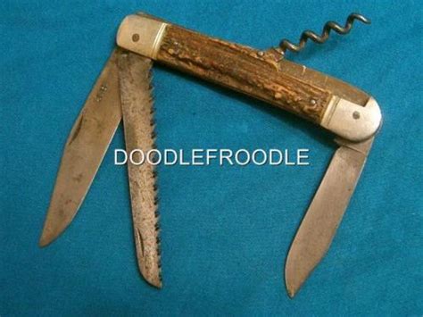 Antique Jbsolingen Germany Stag Big Folding Hunter Bowie Knife
