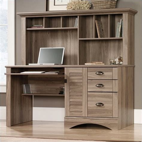 Do you just need a place to pay bills, study, or work, you can achieve a lot in a small space, and if you. Pemberly Row Computer Desk with Hutch in Salt Oak - PR-497590