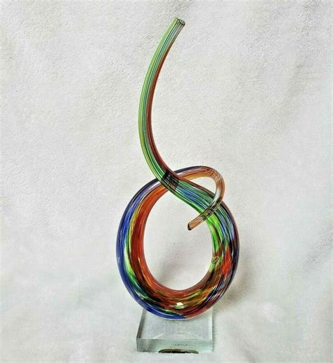 Murano Italian Art Glass Spiral Sculpture Twisted Glass Unique 13 Murano Artdeco