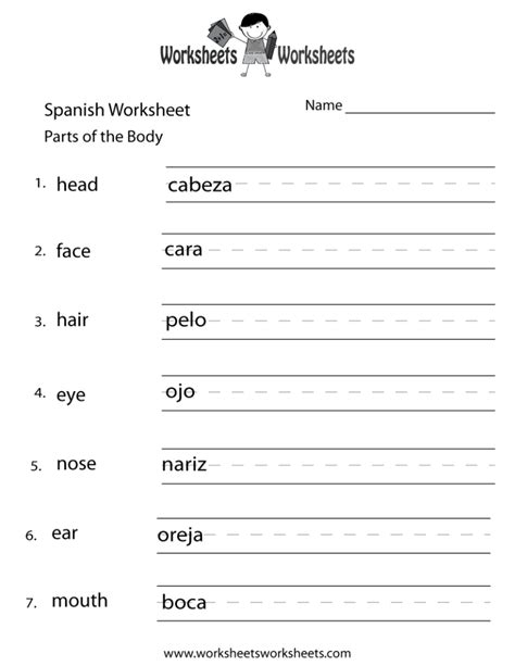 Free Printable Spanish Worksheets For 1st Grade Kidsworksheetfun