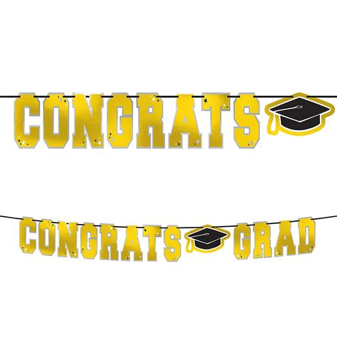 Yellow Congrats Grad Letter Banner 12ft X 9 12in Party City