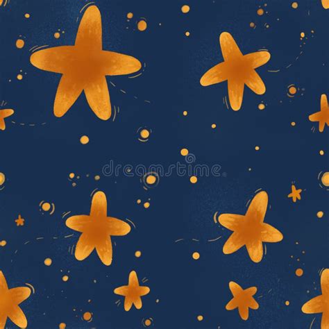 Cute Seamless Pattern With Bright Yellow Stars Stock Illustration