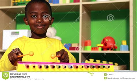 Cute Little Boy Playing Xylophone Classroom Stock Footage And Videos 8