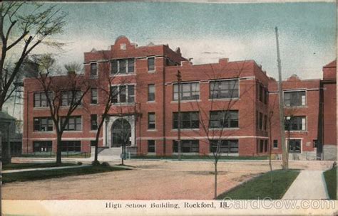 High School Building Rockford Il Postcard