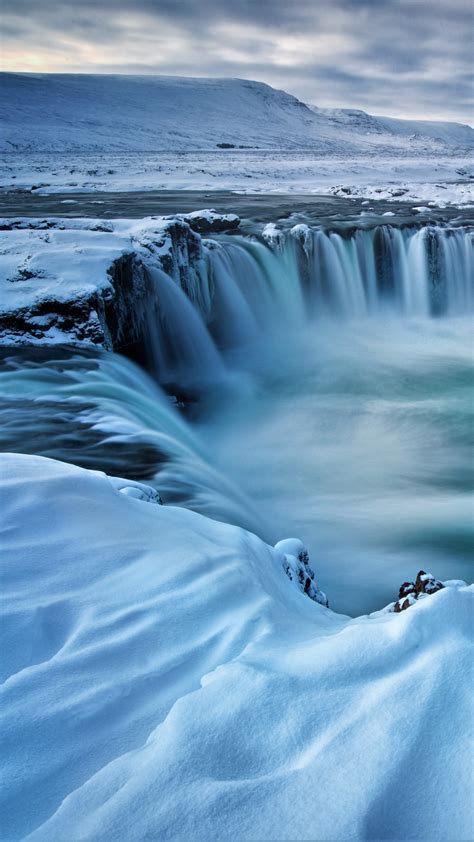 Wallpaper Godafoss Waterfall Winter Iceland 5k Nature 17377
