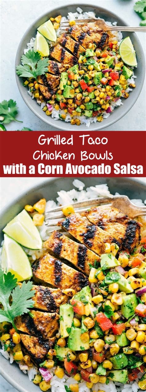 Grilled Taco Chicken Bowls With A Corn Avocado Salsa Recipe Cucina De