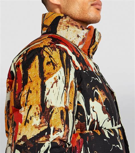 Amiri Orange Paint Splatter Puffer Jacket Harrods Uk
