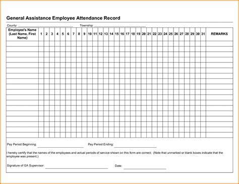 Free Printable Employee Attendance Calendar Template