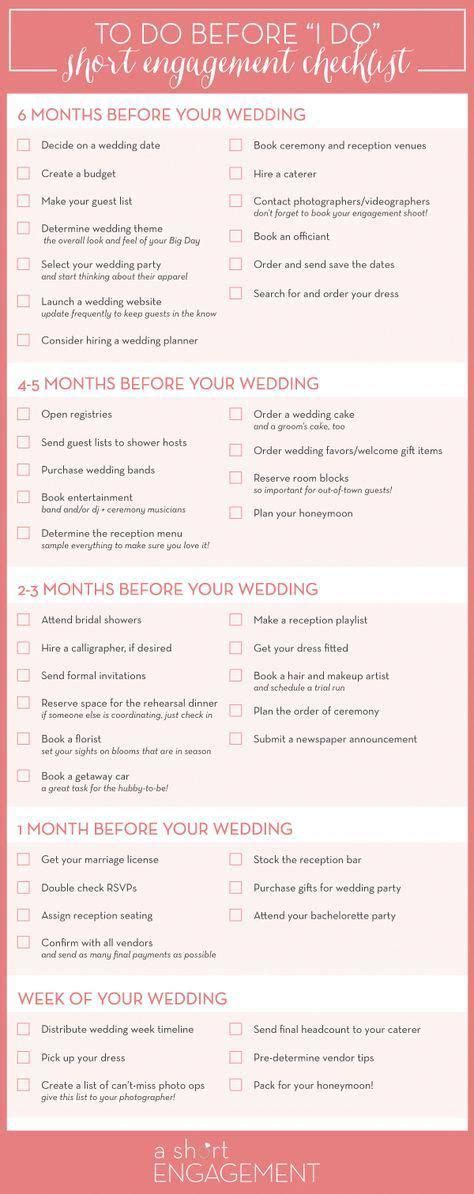 A Short Engagement Checklist To Help You Plan Your Wedding In 6 Months