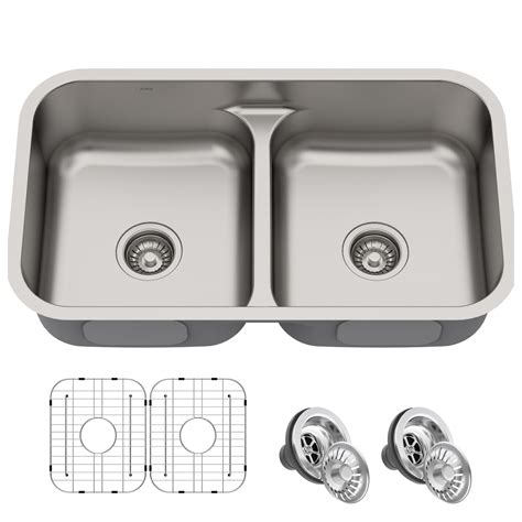 KRAUS Premier 32-inch 16 Gauge Undermount 50/50 Double Bowl Stainless