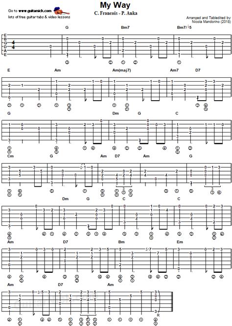 My Way Fingerstyle Guitar Tab Guitar Tabs Fingerstyle Guitar