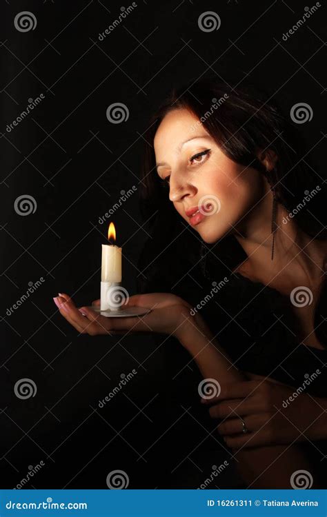 Girl With Candle Stock Image Image Of Brunette Woman