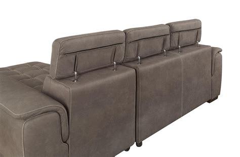 Contemporary Ash Brown Faux Nubuck Sectional Sofa Furniture Of America