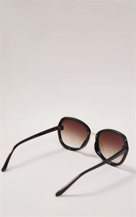 brown fade oversized round sunglasses prettylittlething