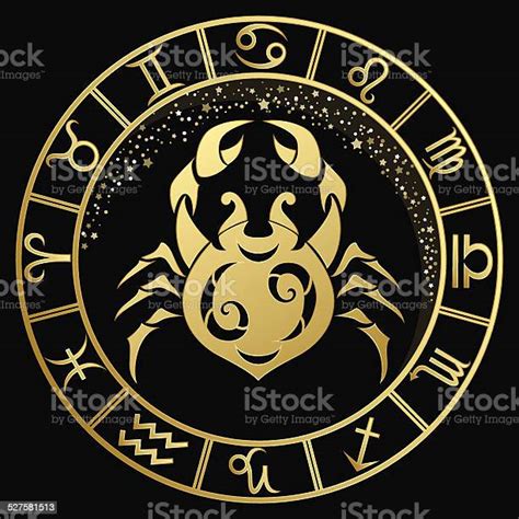 Golden Cancer Zodiac Sign Stock Illustration Download Image Now