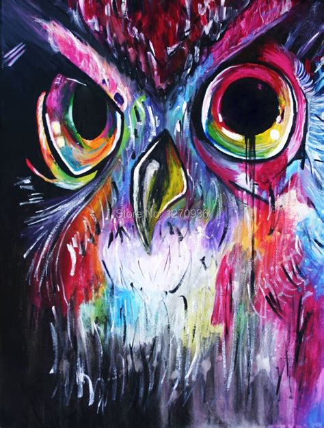 High Skill Hand Painted Modern Abstract Palette Knife Animal Owl Oil