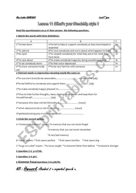 What´s Your Friendship Style Esl Worksheet By Loubaba
