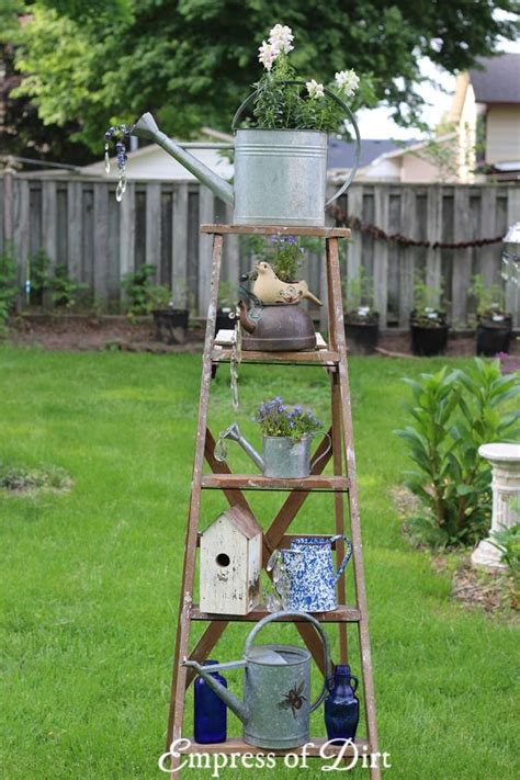 12 Creative And Rustic Garden Art Ladder Ideas Rustic Garden Decor