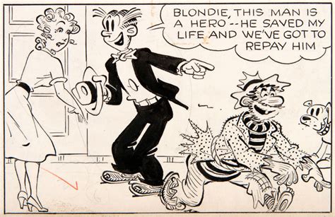 Hakes “blondie” 1956 Sunday Page Original Art With Blondie Dagwood Freeloading Bum
